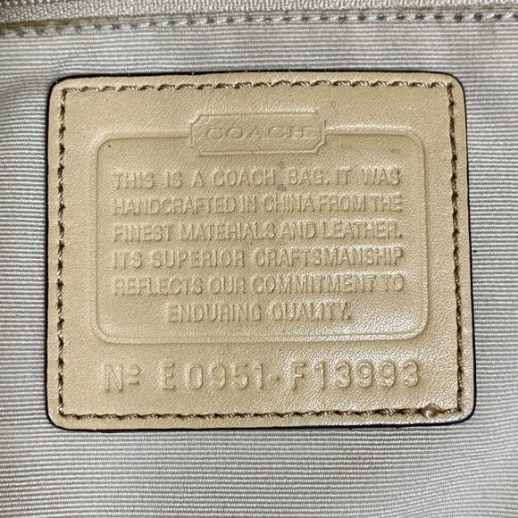 COACH Beige / Zebra Signature Stripe Jacquard Leather Satchel F13993 Hangtag - Picture 15 of 16